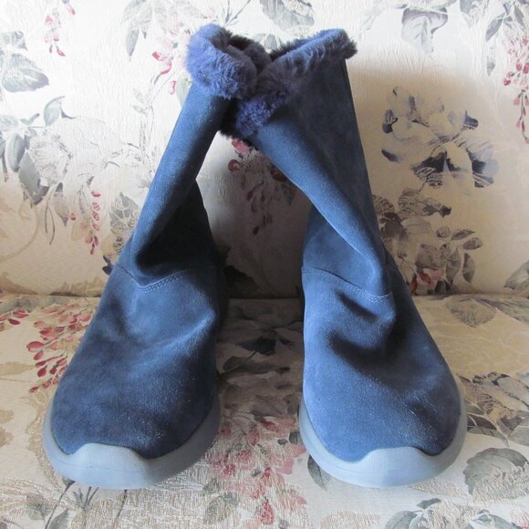 Skechers Gogamat Boots Women’s 10 Blue Suede Faux Fur Lining Excellent Condition - Picture 4 of 16